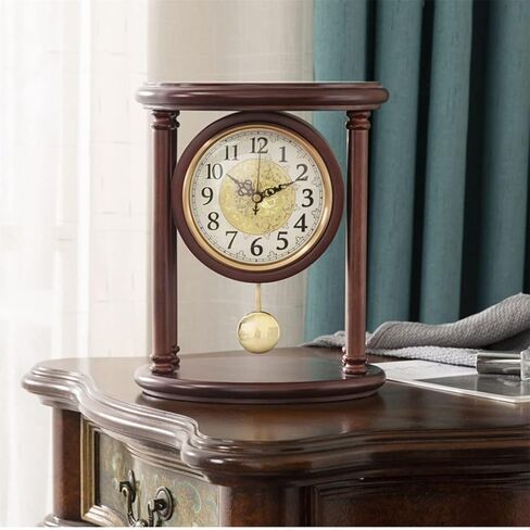 Solid Wood Desk Clock, Home Desktop Decoration, Living Room, Silent Swing in Saudi Arabia