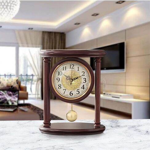 Solid Wood Desk Clock, Home Desktop Decoration, Living Room, Silent Swing in Saudi Arabia