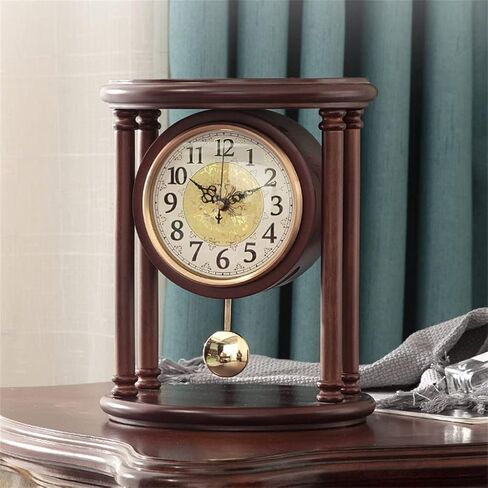 Solid Wood Desk Clock, Home Desktop Decoration, Living Room, Silent Swing in Saudi Arabia