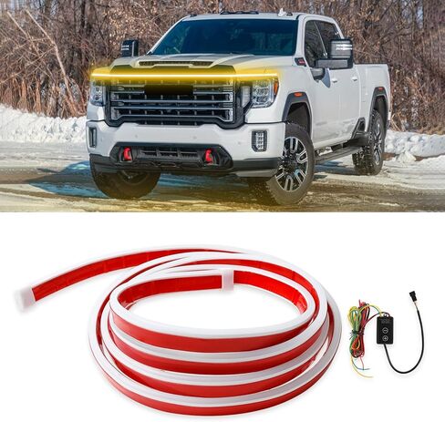 71 بوصة سيارة LED غطاء محرك السيارة ضوء قطاع عالمي 12 فولت مرن مقاوم للماء أثناء النهار تشغيل أضواء السيارة الديناميكية المسح الضوئي بدء التشغيل تحت غطاء محرك السيارة ضوء الشريط متوافق مع فورد تشيفي سيلفرادو جي إم سي دودج رام in Kuwait