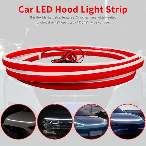 71 بوصة سيارة LED غطاء محرك السيارة ضوء قطاع عالمي 12 فولت مرن مقاوم للماء أثناء النهار تشغيل أضواء السيارة الديناميكية المسح الضوئي بدء التشغيل تحت غطاء محرك السيارة ضوء الشريط متوافق مع فورد تشيفي سيلفرادو جي إم سي دودج رام in Kuwait