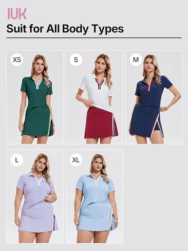 Women’s 2 Piece Tennis Skirt Set Colorblock V Neck Polo & High Waisted Side Slit Skort Athletic Outfit for Pickleball Golf in Saudi Arabia