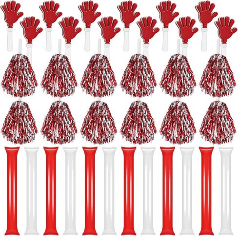 Sosation 36 Pcs Cheerleading Pom Poms Hand Clappers and Thunder Sticks Cheering Noise Makers for Sporting Events Football Games School Dance Team Spirit Items Party Favors in Saudi Arabia