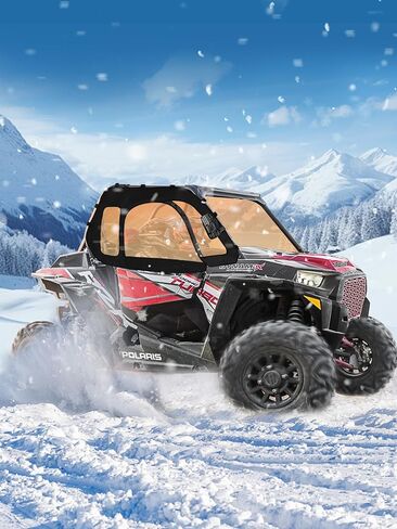 أبواب علوية ناعمة لـ Polaris RZR XP 1000 / XP Turbo 2014-2023 (مقعدين) - سحابات Y K K محدثة، نافذة ثلاثية الأجزاء، متوافق مع الزجاج الأمامي والمرآة الجانبية، حاوية كابينة UTV مقاومة للماء in Kuwait