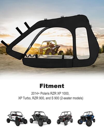 أبواب علوية ناعمة لـ Polaris RZR XP 1000 / XP Turbo 2014-2023 (مقعدين) - سحابات Y K K محدثة، نافذة ثلاثية الأجزاء، متوافق مع الزجاج الأمامي والمرآة الجانبية، حاوية كابينة UTV مقاومة للماء in Kuwait
