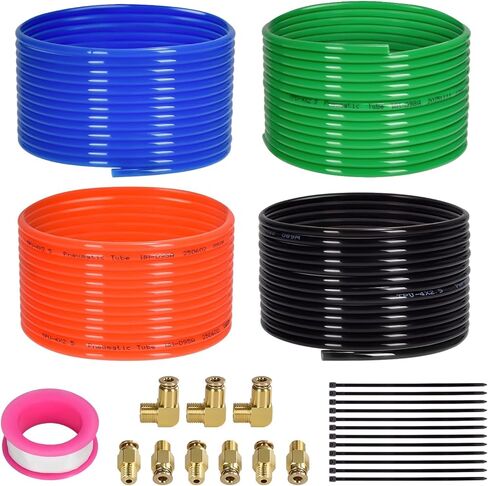 طقم خط الهواء متوافق مع ناقل الحركة Eaton Fuller 13 15 18 سرعة، 4 ألوان خطوط هواء من مادة TPU بطول 13 قدم، 9 تركيبات نحاسية قابلة للدفع، نقل الهواء المضغوط من مقبض ناقل الحركة إلى ناقل الحركة in Kuwait