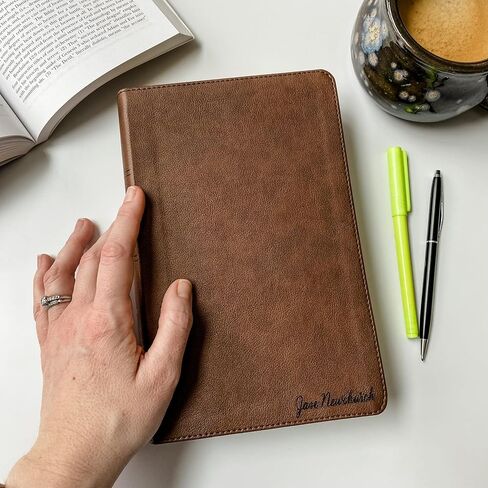 JOY CREATIVE Personalized KJV Bible, Brown Personal Size, Option to Customize with Hand Lettered Name Laser-Engraved on Cover | Gift for Birthday, Baptism, Graduation, Anniversary, Wedding... in Kuwait