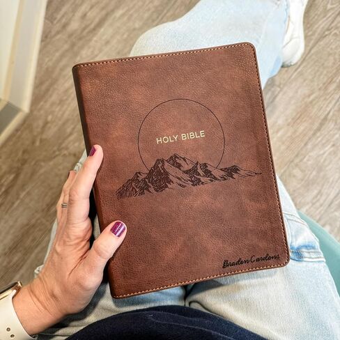 NKJV Journaling Bible | Featuring Hand Illustrated Design of a Mountain Range | Includes Your Custom Engraved Personalized Name on Cover in Kuwait