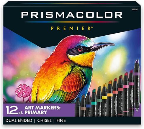 Prismacolor Premier Double-Ended Art Markers, Fine and Chisel Tip, 12 Pack in Kuwait