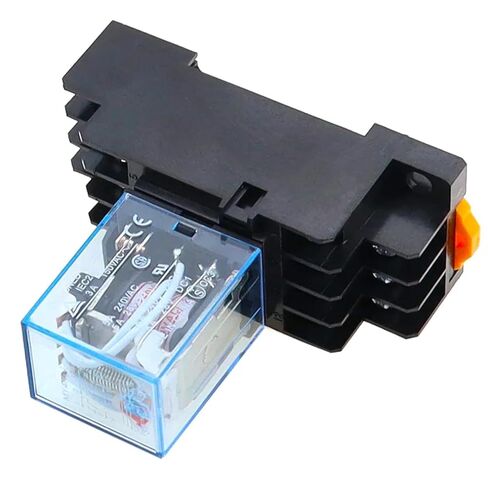 مرحل كهرومغناطيسي MY4NJ 5A 14 Pin 4DPDT مع قاعدة مقبس PYF14A، طاقة تيار مستمر، نطاق جهد 12 فولت - 380 فولت، مختوم بالإيبوكسي (220 فولت تيار مستمر) in Saudi Arabia