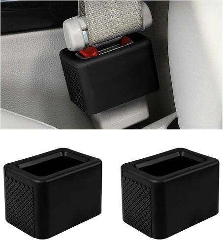 2 PCS Seat Belt Buckle Holder, Silicone Seatbelt Buckle Booster for Rear Seats, Seat Belt Buckle Holder to Make Receptacle Stand Upright for Easy Access, Car Accessories (Black) in Saudi Arabia