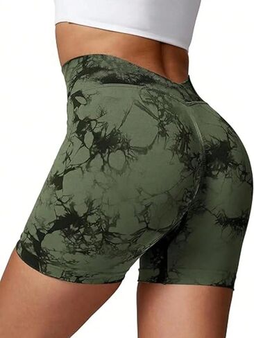 Biker Shorts for Women High Waisted Mid Thigh Length Yoga Pants Workout Gym Running Fitness Athletic Shorts in Saudi Arabia