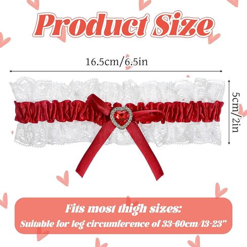 Bride Wedding Garter, Blue Lace Garter Belt with Elastic Band Bowknot Leg Garters Ribbons Elegant Wedding Accessories for Women Girls Party Gifts (Red) in Saudi Arabia