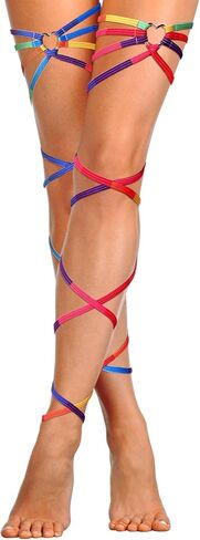 Xuhal 2 Pcs Rainbow Leg Wraps with Heart Ring Pride Outfits for Women Ring Garters Thing Wraps Gay Flag Pride Parade LGBTQ Rave Outfits Rave Leg Accessories in Saudi Arabia