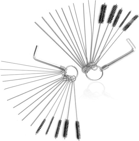 طقم أدوات تنظيف المكربن ​​من قطعتين - 10 إبر تنظيف و5 فرش ومفتاح خانق واحد لدراجة نارية ATV UTV ودراجة لحام كارب - مزيل الأوساخ النفاثة كارب ومجموعة تنظيف الأنابيب in Kuwait
