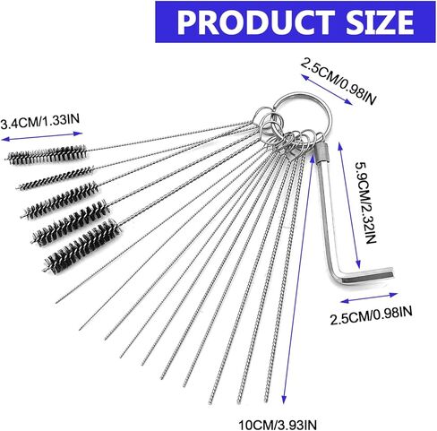 طقم أدوات تنظيف المكربن ​​من قطعتين - 10 إبر تنظيف و5 فرش ومفتاح خانق واحد لدراجة نارية ATV UTV ودراجة لحام كارب - مزيل الأوساخ النفاثة كارب ومجموعة تنظيف الأنابيب in Kuwait