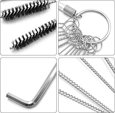 طقم أدوات تنظيف المكربن ​​من قطعتين - 10 إبر تنظيف و5 فرش ومفتاح خانق واحد لدراجة نارية ATV UTV ودراجة لحام كارب - مزيل الأوساخ النفاثة كارب ومجموعة تنظيف الأنابيب in Kuwait