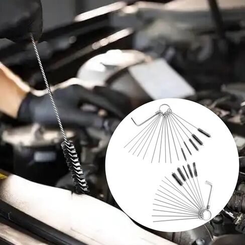 طقم أدوات تنظيف المكربن ​​من قطعتين - 10 إبر تنظيف و5 فرش ومفتاح خانق واحد لدراجة نارية ATV UTV ودراجة لحام كارب - مزيل الأوساخ النفاثة كارب ومجموعة تنظيف الأنابيب in Kuwait