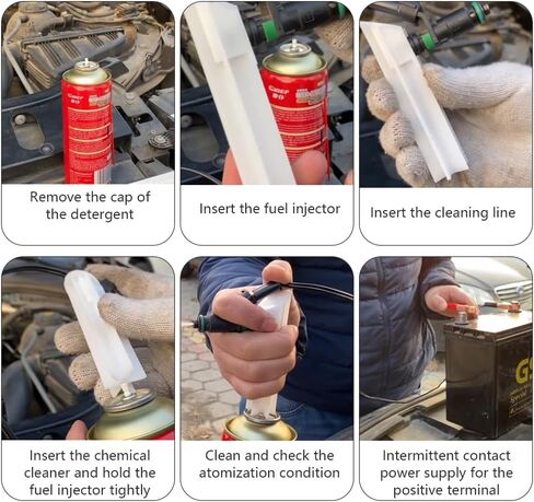 4PCS Car Fuel Injector Cleaner Kit, Universal Fuel Injector Flush Cleaner Adapter DIY Cleaning Tool Kit with Test Lead, SUV Truck RV Car Fuel Injector Tester Fuel Pump Pressure Test in Saudi Arabia