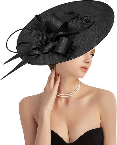 dressfan Church Fascinator Hats for Women,20s 50s Linen Vintage Hat for Derby/Church/Wedding/Cocktail/Tea Party in Saudi Arabia