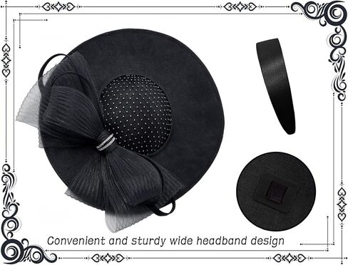 قبعات Dressfan Fascinator للنساء، 20s 50s قبعة زهرة الكتان خمر لديربي/الكنيسة/الزفاف/الكوكتيل/حفلة الشاي in Kuwait