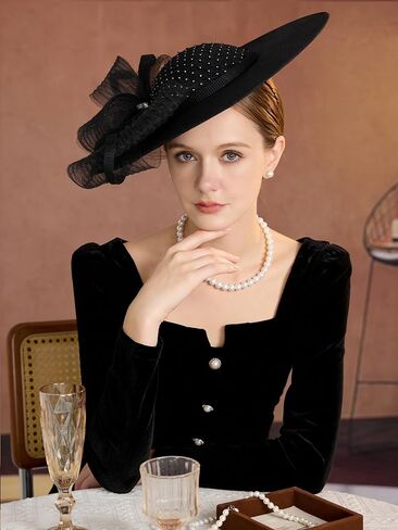 قبعات Dressfan Fascinator للنساء، 20s 50s قبعة زهرة الكتان خمر لديربي/الكنيسة/الزفاف/الكوكتيل/حفلة الشاي in Kuwait