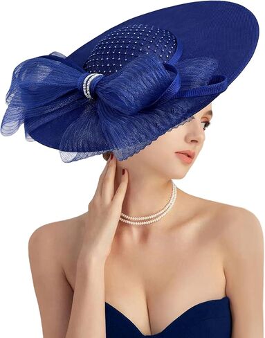قبعات Dressfan Fascinator للنساء، 20s 50s قبعة زهرة الكتان خمر لديربي/الكنيسة/الزفاف/الكوكتيل/حفلة الشاي in Kuwait