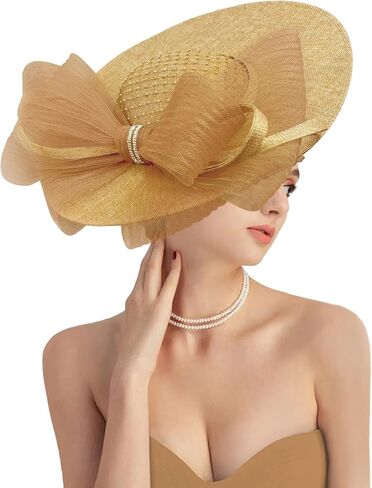 قبعات Dressfan Fascinator للنساء، 20s 50s قبعة زهرة الكتان خمر لديربي/الكنيسة/الزفاف/الكوكتيل/حفلة الشاي in Kuwait