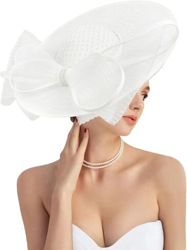 قبعات Dressfan Fascinator للنساء، 20s 50s قبعة زهرة الكتان خمر لديربي/الكنيسة/الزفاف/الكوكتيل/حفلة الشاي in Kuwait