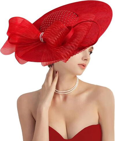 قبعات Dressfan Fascinator للنساء، 20s 50s قبعة زهرة الكتان خمر لديربي/الكنيسة/الزفاف/الكوكتيل/حفلة الشاي in Kuwait
