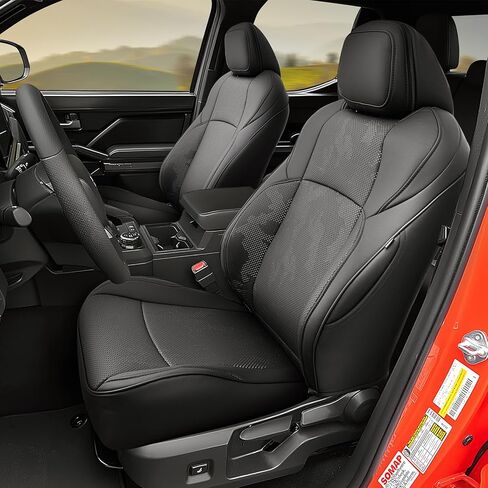 أغطية مقاعد DiffCar® لسيارة Toyota Tacoma 2024 2025 2026، مجموعة كاملة من ملحقات الشاحنات المصنوعة من جلد نابا الصناعي لسيارة Tacoma Double Cab 4th Gen، واقيات مقاعد السيارة تناسب الصف الخلفي الأمامي حسب الطلب، أسود مموه in Kuwait