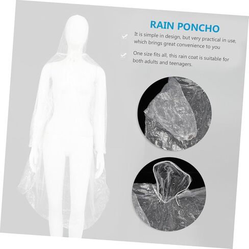 BESPORTBLE 10pcs Disposable Rain Poncho for Adults and Teens Hooded Raincoat for Hiking Camping and Outdoor Activities Windproof and Dirt-resistant in Saudi Arabia