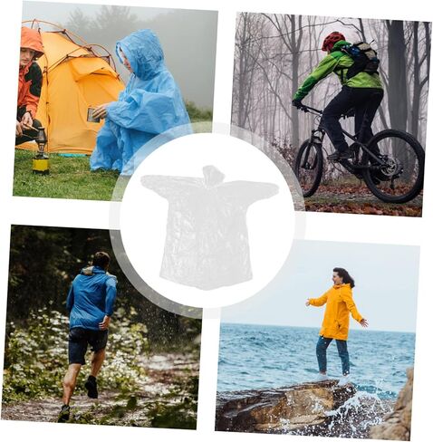 BESPORTBLE 10pcs Disposable Rain Poncho for Adults and Teens Hooded Raincoat for Hiking Camping and Outdoor Activities Windproof and Dirt-resistant in Saudi Arabia