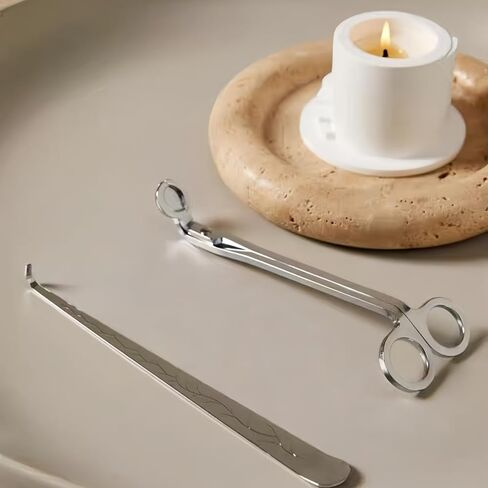 Premium Candle Care Set, 2-Piece Stainless Steel Wick Trimmer Scissors and Hook, 7.87-inch Length, Exquisitely Carved Design with Comfortable Grip in Saudi Arabia
