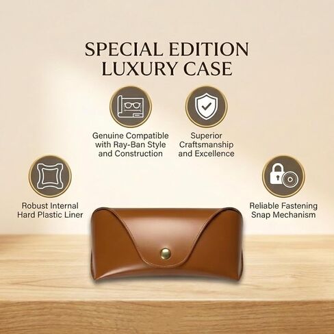 Compatible with Ray Ban Case,Brown Leather Compatible with Rayban Sunglasses Case Fit for Ray-Ban Meta Smart Glass. in Saudi Arabia