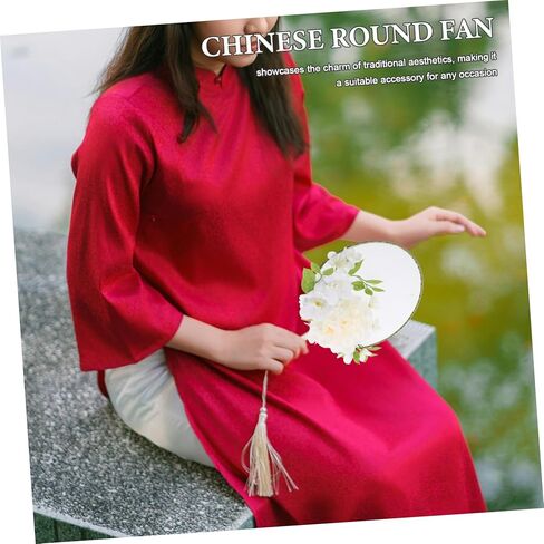 LIFKOME Chinese Dancing Fan Manual Fan Vintage Design for Decor Elegant Tassels and Realistic Flowers in Saudi Arabia