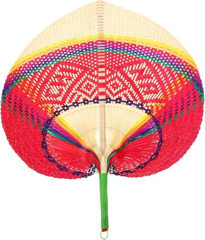 Handmade Woven Fan Summer Peach Shape Portable Decorative Cooling Fan for Adults and Boys and Girls for Outdoor Events and Festivals in Saudi Arabia