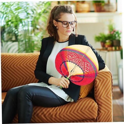 Handmade Woven Fan Summer Peach Shape Portable Decorative Cooling Fan for Adults and Boys and Girls for Outdoor Events and Festivals in Saudi Arabia