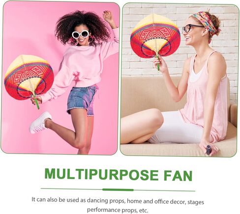 Handmade Woven Fan Summer Peach Shape Portable Decorative Cooling Fan for Adults and Boys and Girls for Outdoor Events and Festivals in Saudi Arabia