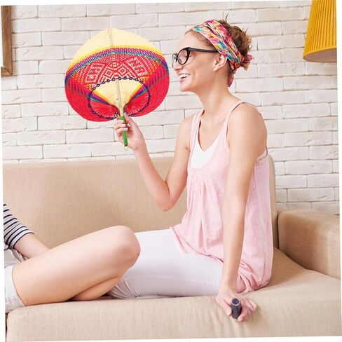 Handmade Woven Fan Summer Peach Shape Portable Decorative Cooling Fan for Adults and Boys and Girls for Outdoor Events and Festivals in Saudi Arabia