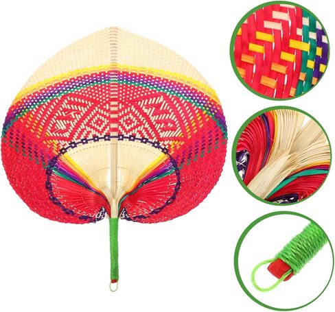 Handmade Woven Fan Summer Peach Shape Portable Decorative Cooling Fan for Adults and Boys and Girls for Outdoor Events and Festivals in Saudi Arabia