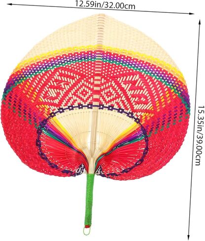 Handmade Woven Fan Summer Peach Shape Portable Decorative Cooling Fan for Adults and Boys and Girls for Outdoor Events and Festivals in Saudi Arabia