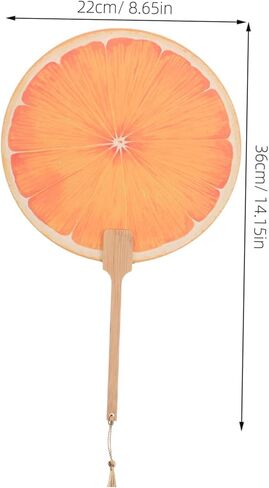 Handheld Orange Fan Decorative Paddle Fan for Summer Cooling Vibrant Fruit Design for Weddings Showers and Outdoor Events Easy to Clean with Smooth Lacquered Finish in Saudi Arabia