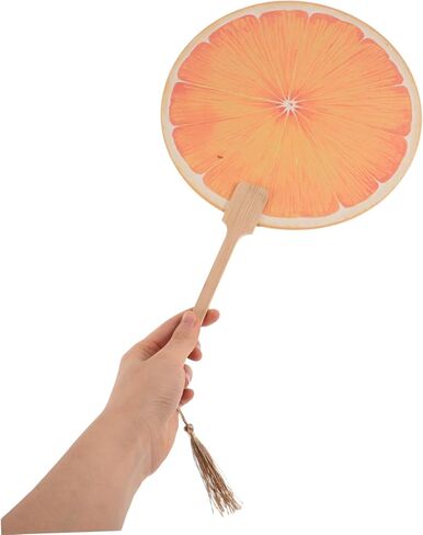 Handheld Orange Fan Decorative Paddle Fan for Summer Cooling Vibrant Fruit Design for Weddings Showers and Outdoor Events Easy to Clean with Smooth Lacquered Finish in Saudi Arabia