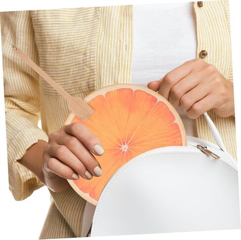 Handheld Orange Fan Decorative Paddle Fan for Summer Cooling Vibrant Fruit Design for Weddings Showers and Outdoor Events Easy to Clean with Smooth Lacquered Finish in Saudi Arabia