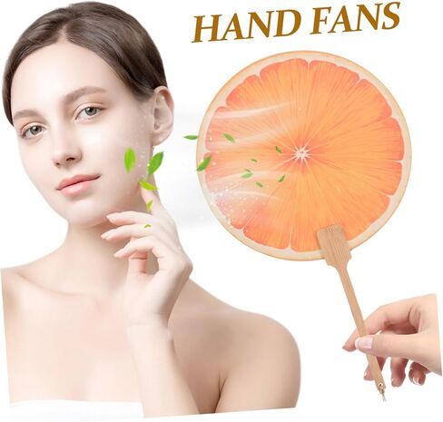 Handheld Orange Fan Decorative Paddle Fan for Summer Cooling Vibrant Fruit Design for Weddings Showers and Outdoor Events Easy to Clean with Smooth Lacquered Finish in Saudi Arabia