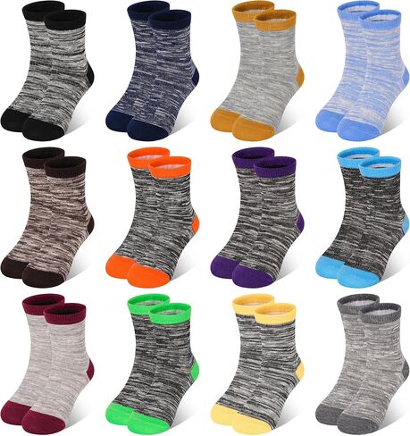 12 Pairs Boys Socks Kids Toddler Crew Cotton Socks for Boys Athletic Sock School for Boys Girls 1-13 Years in Saudi Arabia