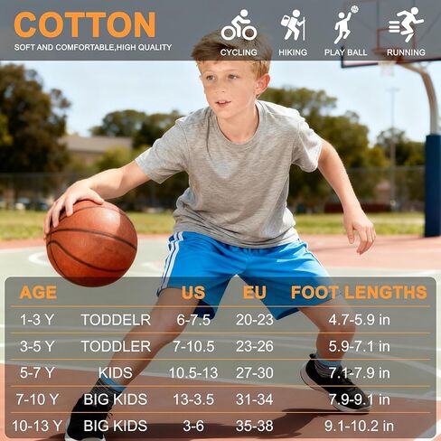 12 Pairs Boys Socks Kids Toddler Crew Cotton Socks for Boys Athletic Sock School for Boys Girls 1-13 Years in Saudi Arabia