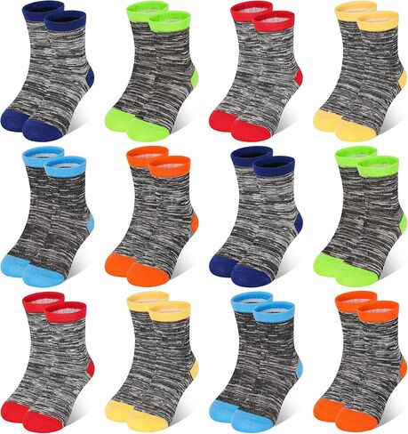 12 Pairs Boys Socks Kids Toddler Crew Cotton Socks for Boys Athletic Sock School for Boys Girls 1-13 Years in Saudi Arabia