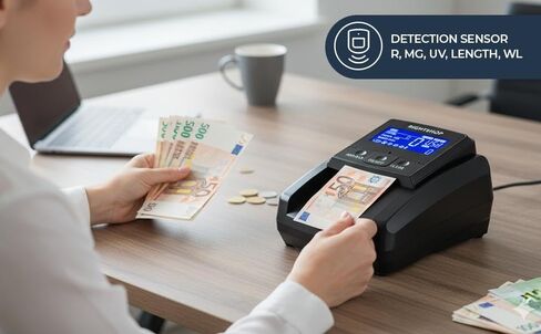 جهاز كشف النقود المزورة مع مصباح يدوي للأشعة فوق البنفسجية، كشف بالأشعة فوق البنفسجية IR MG - مدقق الفواتير المزيفة للدولار الأمريكي واليورو والجنيه الإسترليني، حاسبة القيمة النقدية مع توجيه تلقائي بأربعة اتجاهات in Saudi Arabia